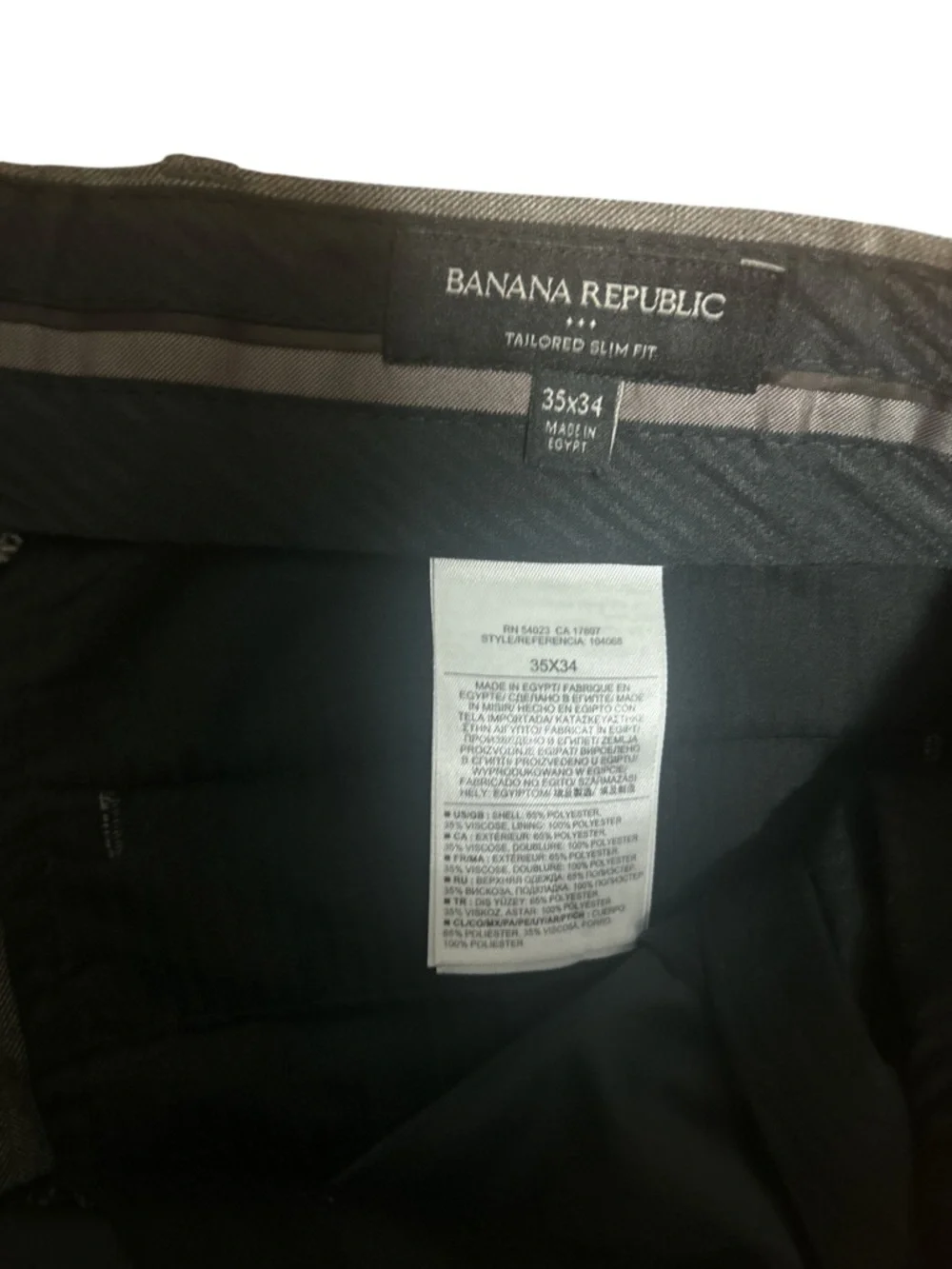 Banana Republic Men's Tailored Slim Fit Herringbone Gray Dress Pants 35x34